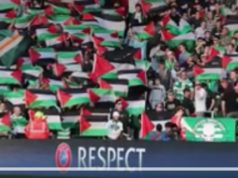 100s of Palestinian Flags waved in Celtic Park