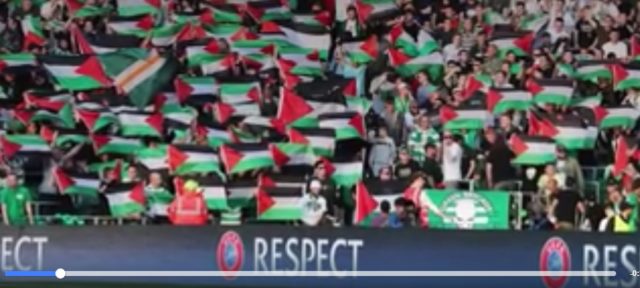 100s of Palestinian Flags waved in Celtic Park